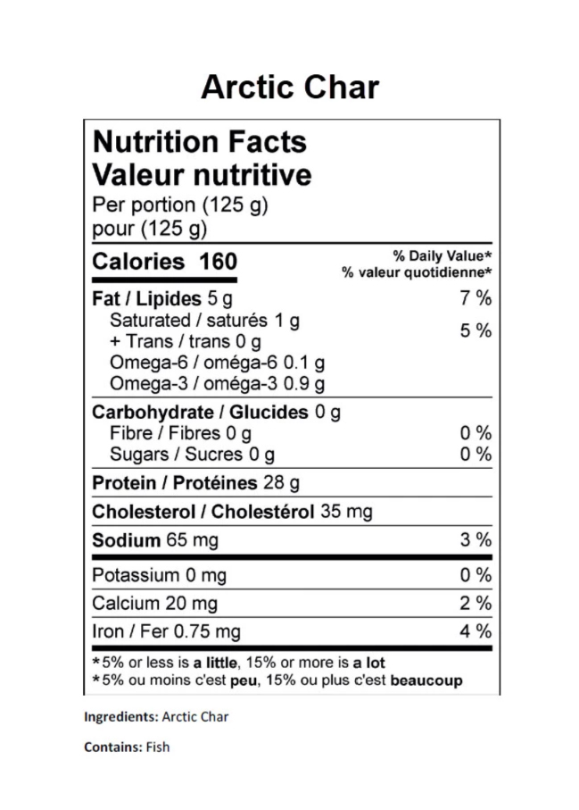 Arctic char nutrition facts
