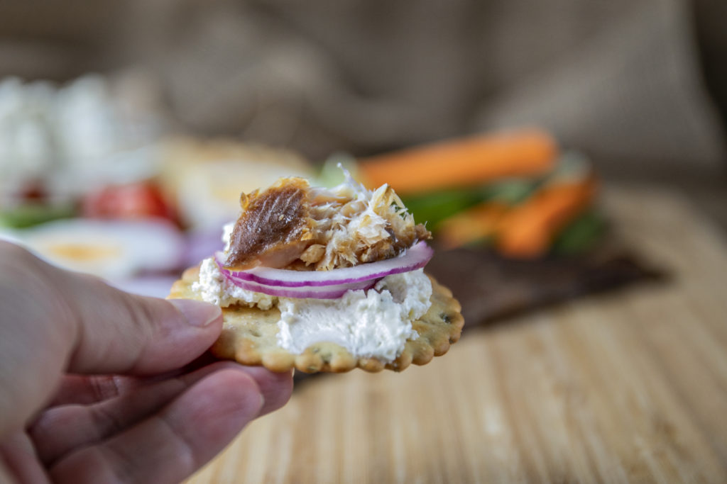 Smoked trout on cracker