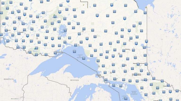 map showing stocked lakes fish ontario