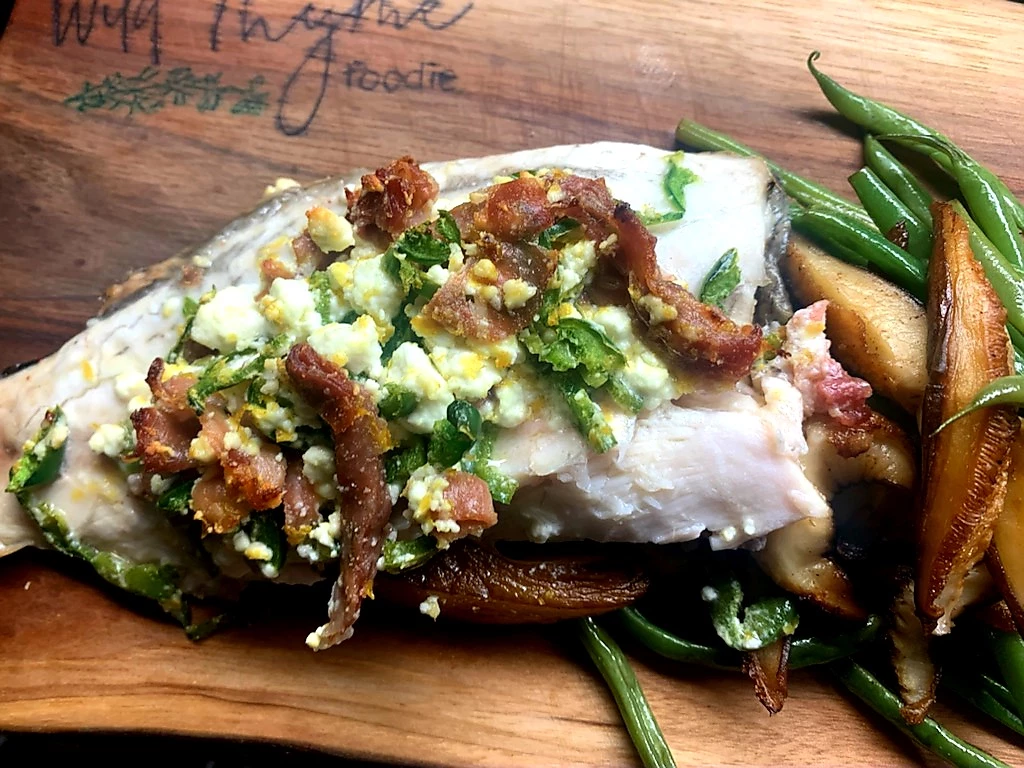 Barramundi sea bass with Jalapeño Popper Crumble recipe