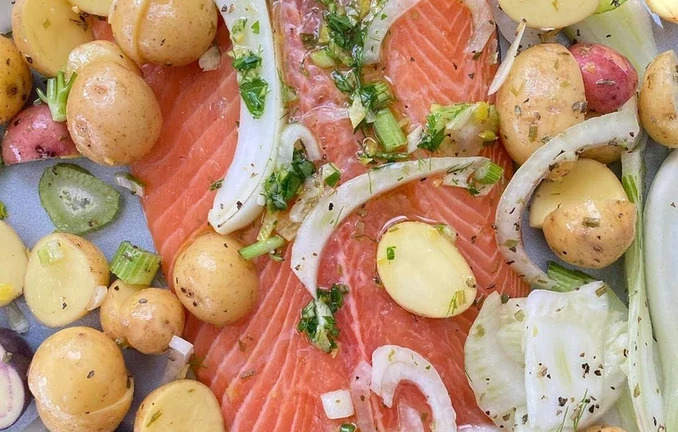 Trout, Fennel & Potato Bake with Gremolata