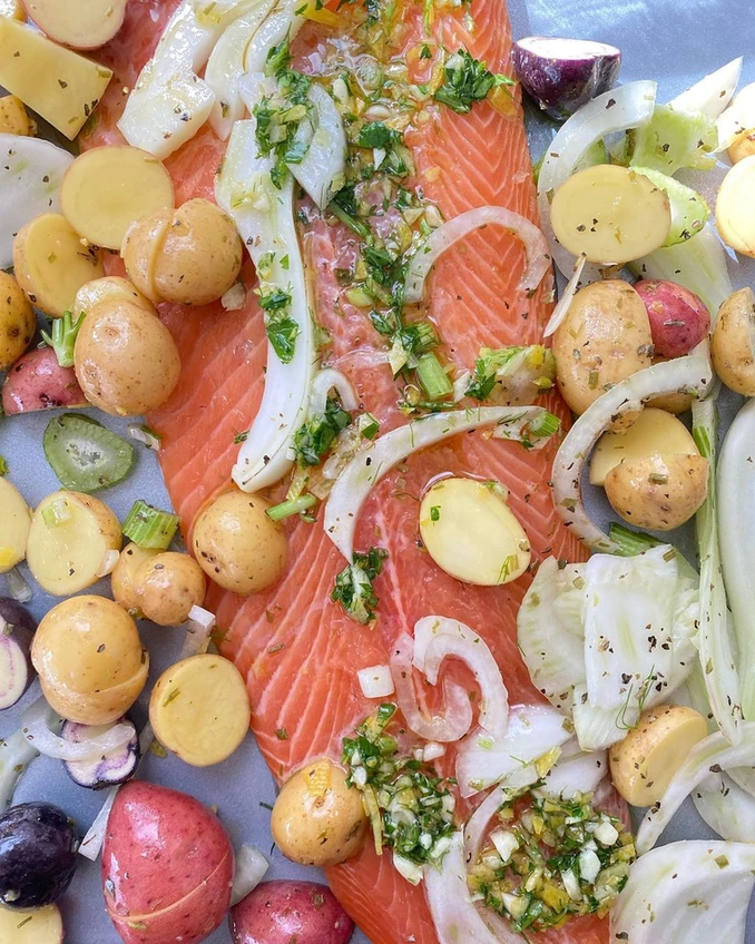 Trout, Fennel & Potato Bake with Gremolata