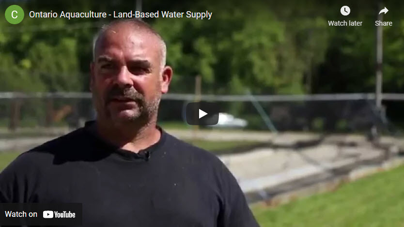 fish farmer explaining where water comes from on land-based fish farm