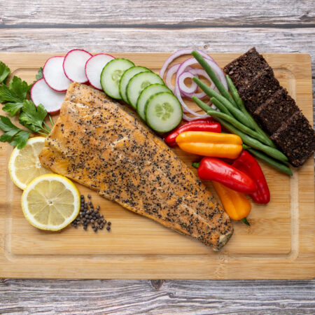 Lemon pepper hot smoked rainbow trout fillet